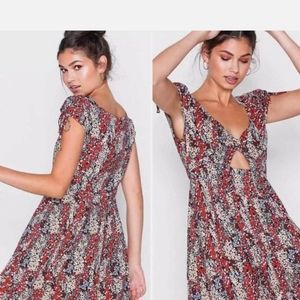 Free People Red and Blue Floral Midi Dress